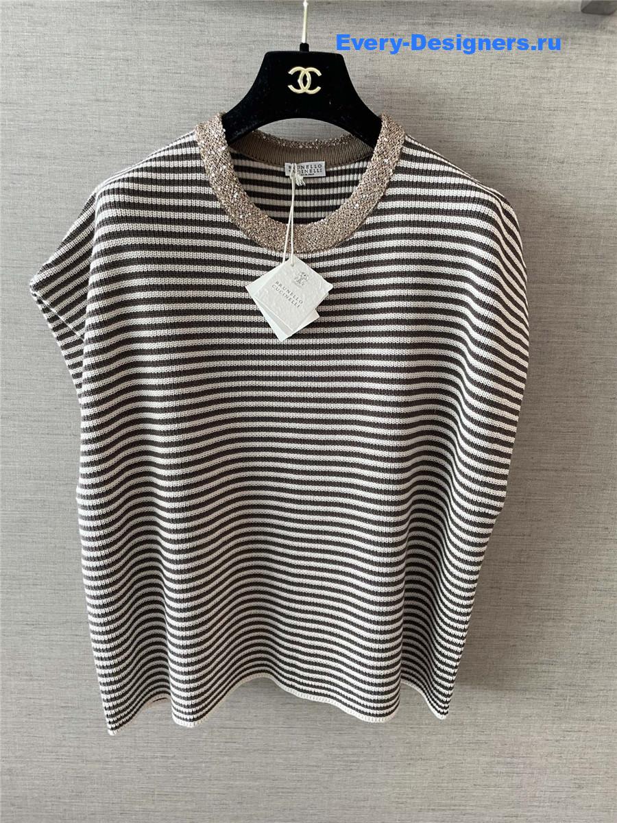 BC Dazzling Collar Striped Top