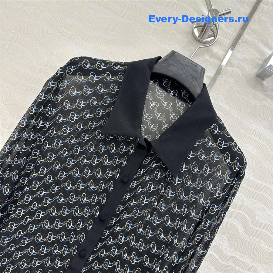 Gvc*1 gg chain print silk shirt