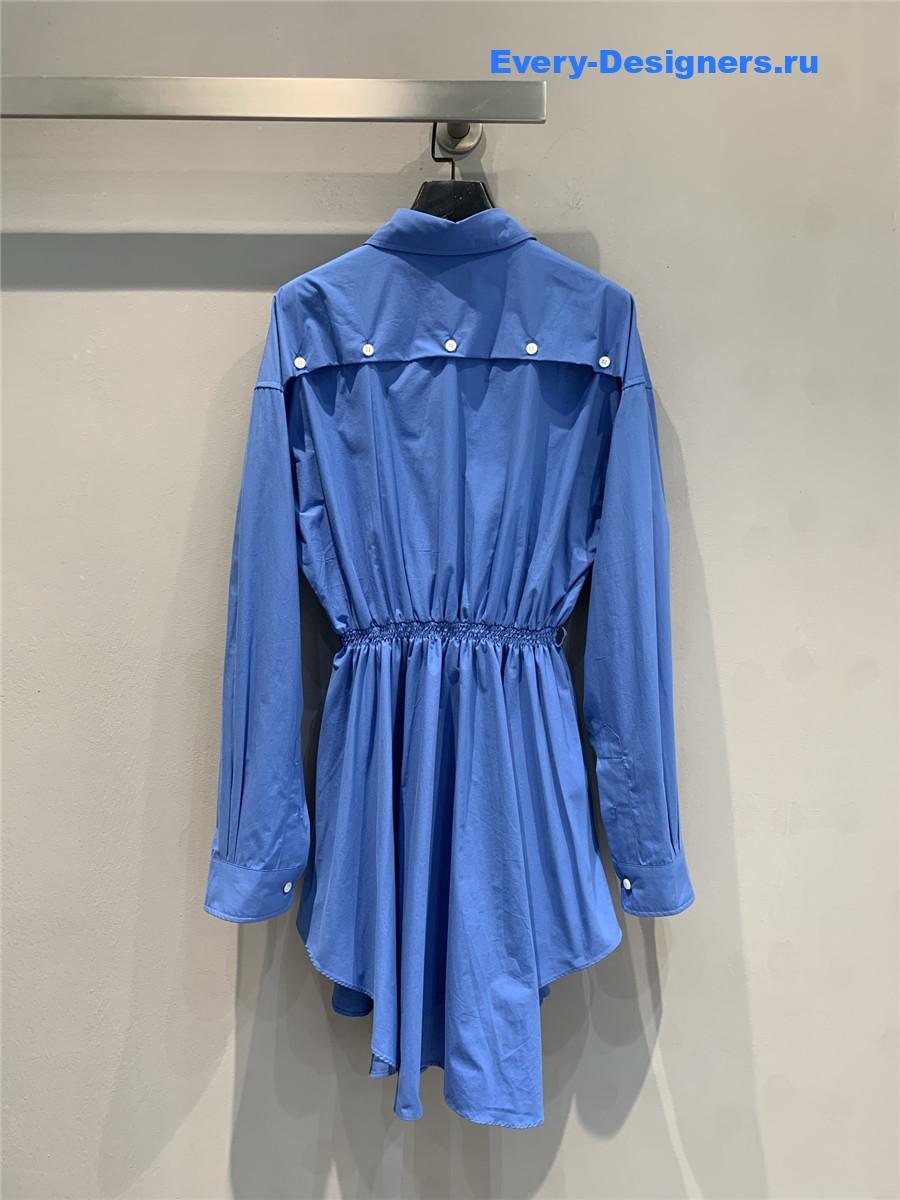 Miu Miu Blue Embroidered Shirt Dress