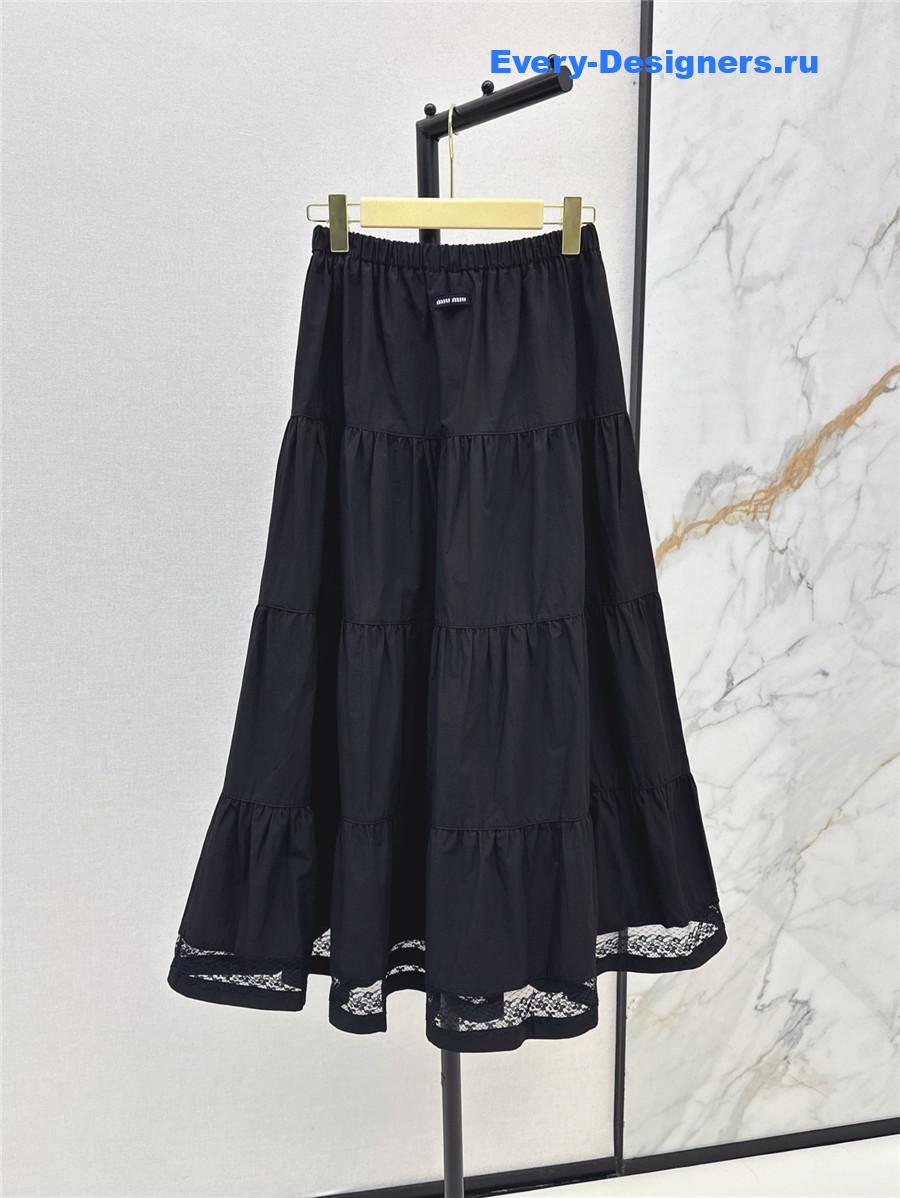 Miu Miu Black Lace Patchwork Skirt