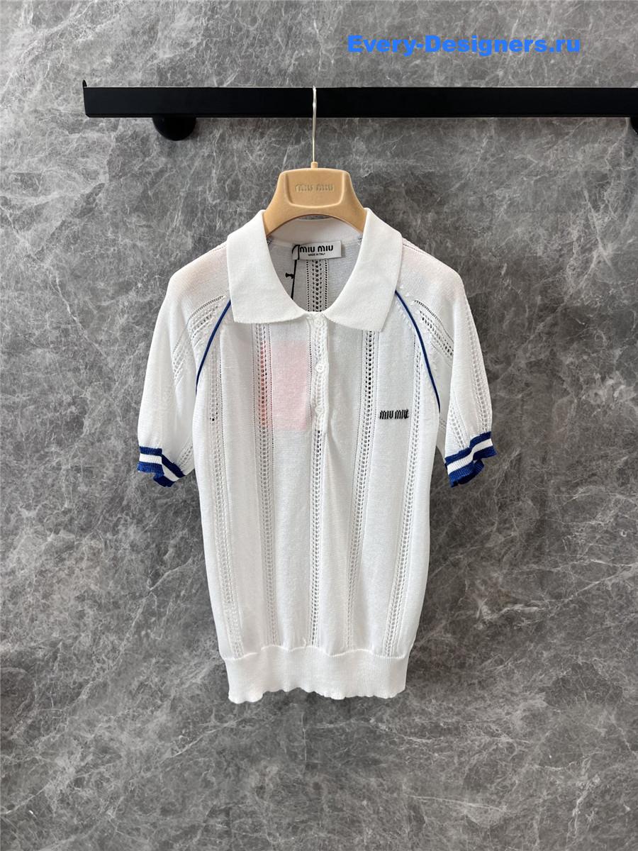 Miu Miu Hollow Lapel Polo Top
