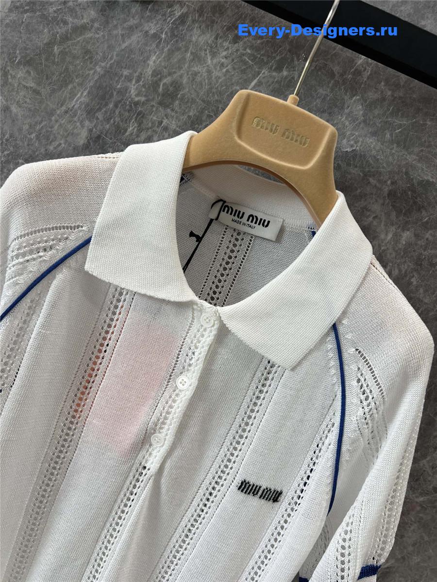 Miu Miu Hollow Lapel Polo Top