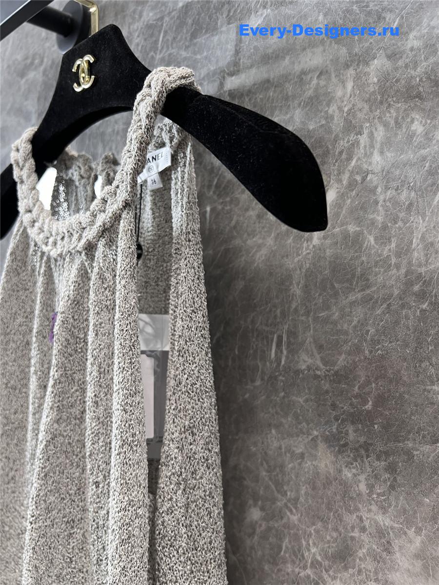 Ch**el grey braided knit vest