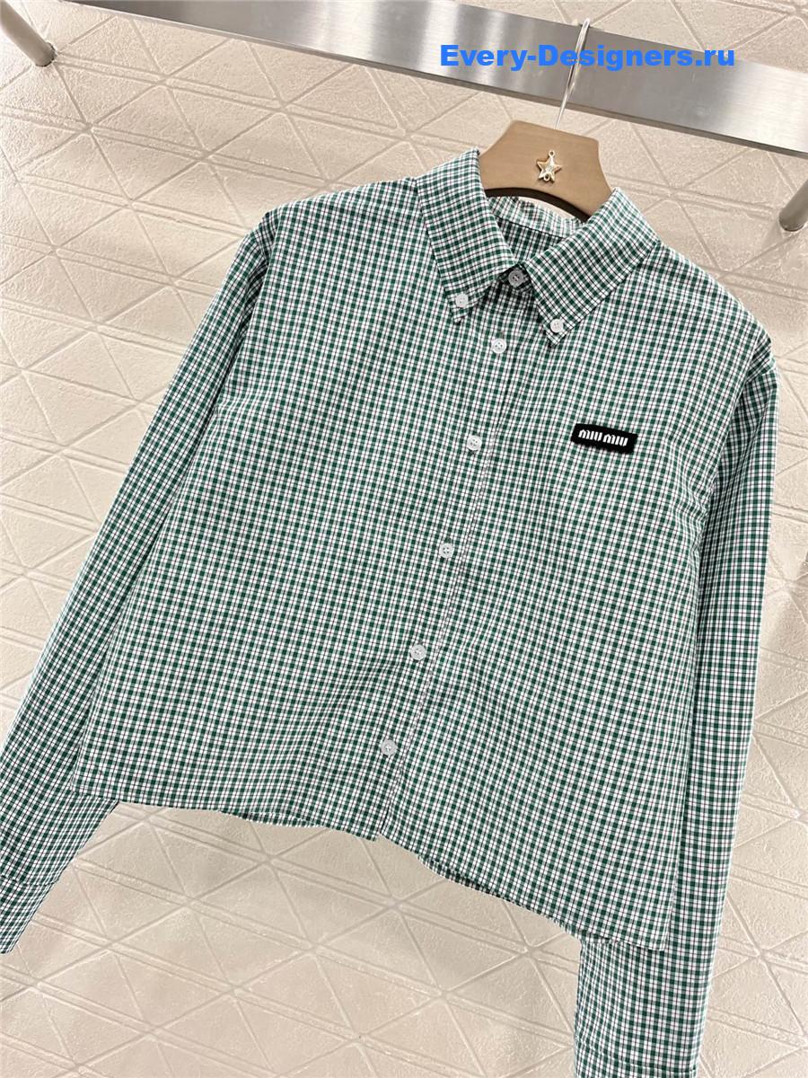 Miu Miu Emerald Checked Shirt