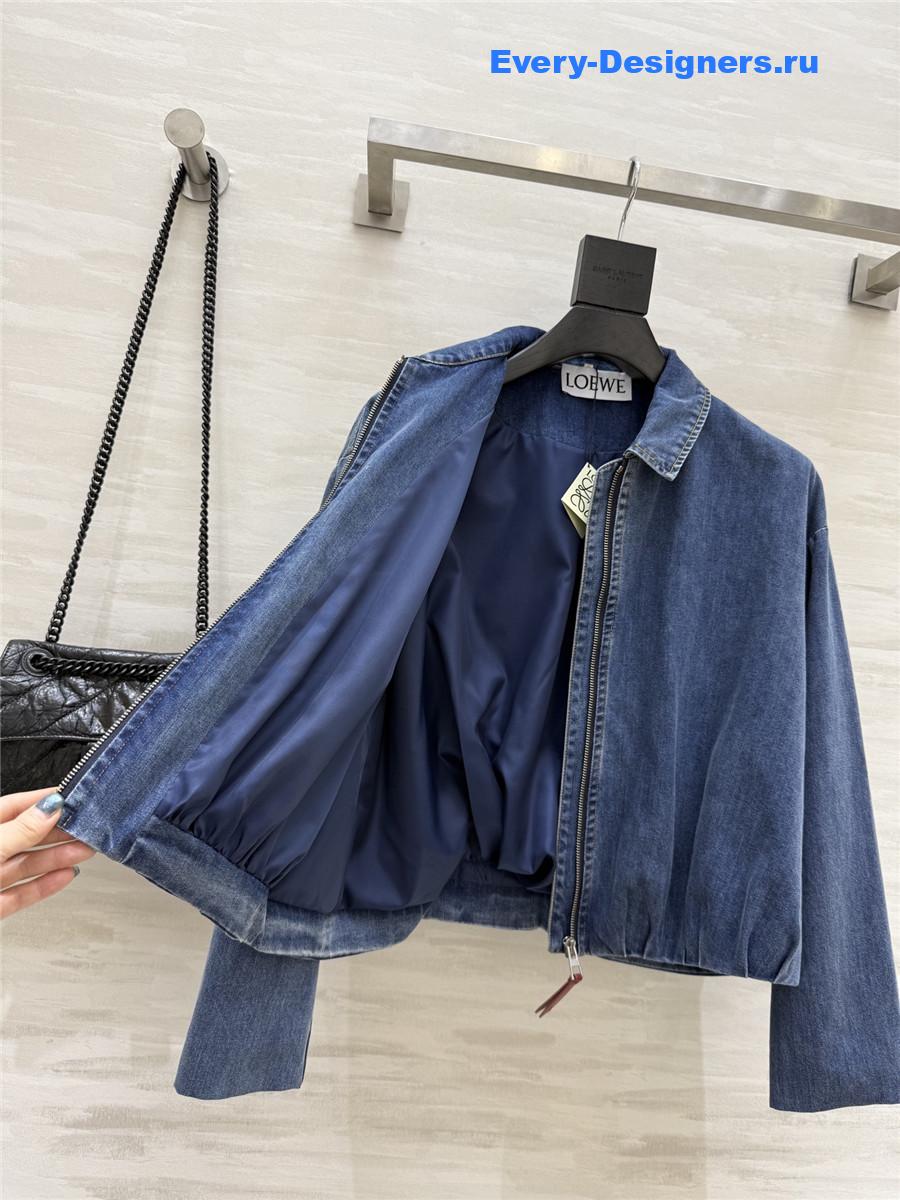 L0ew* draped denim bomber jacket