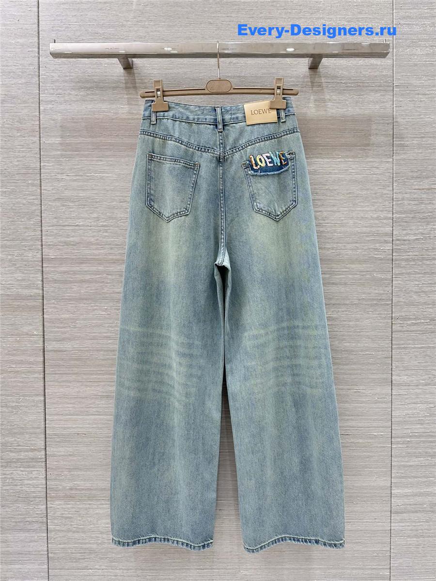 L0ew* embroidered lettering jeans