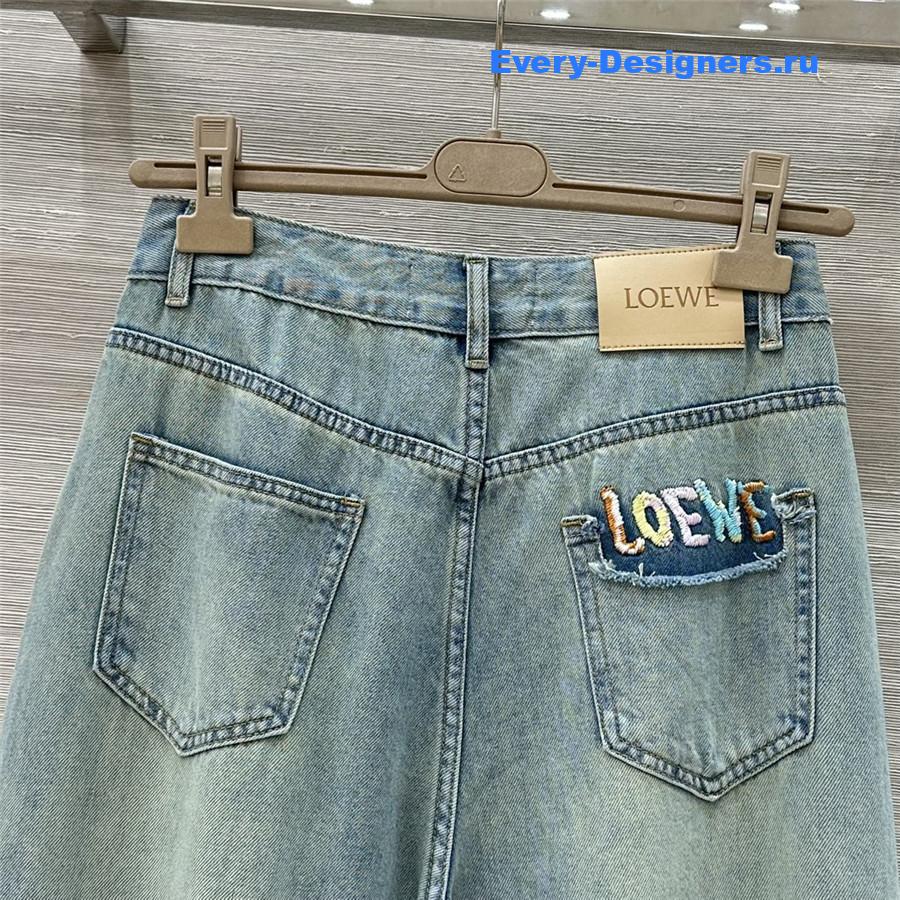 L0ew* embroidered lettering jeans