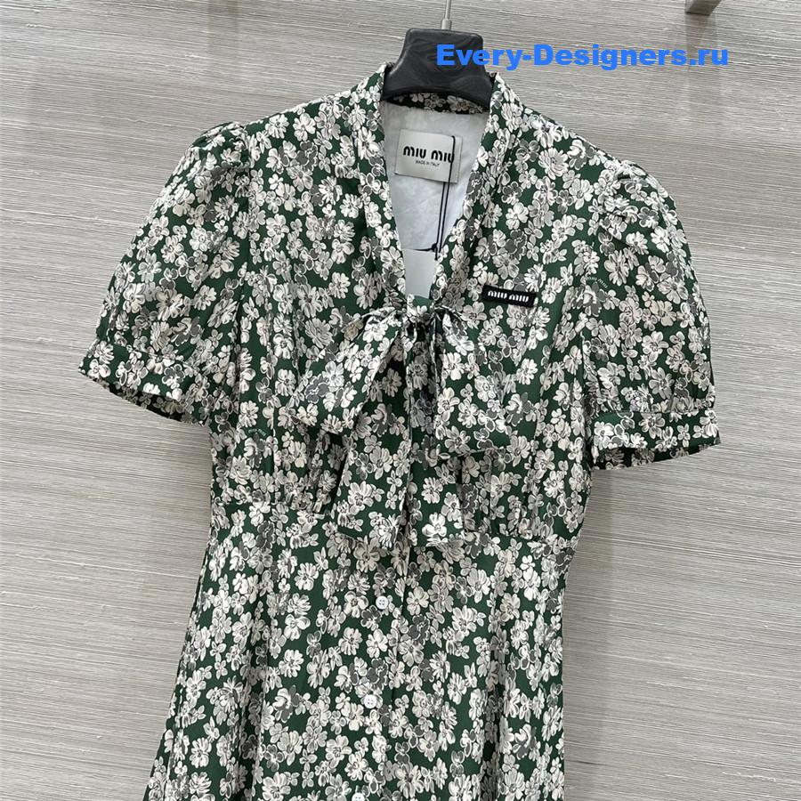 Miu Miu Floral Puff Sleeve Dress