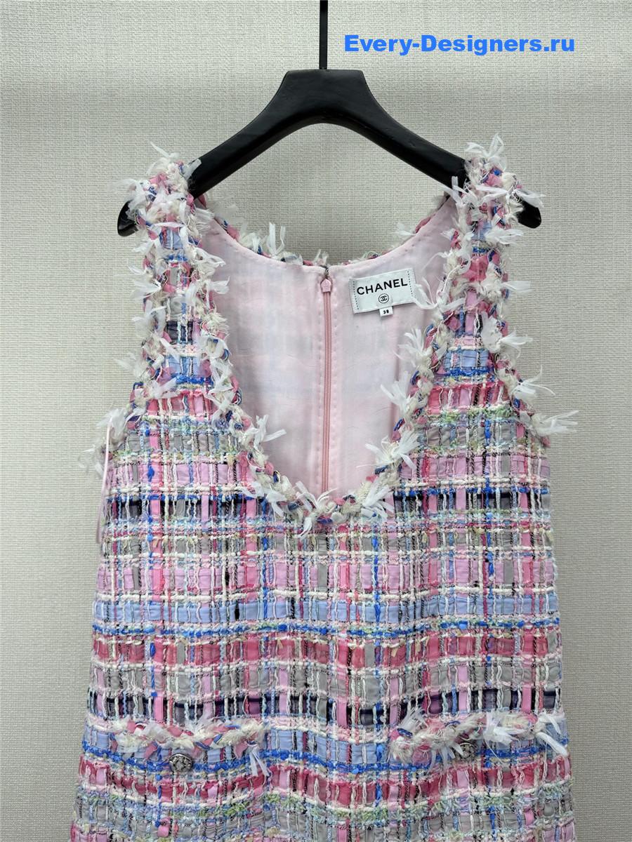 Ch**el pink tweed vest dress