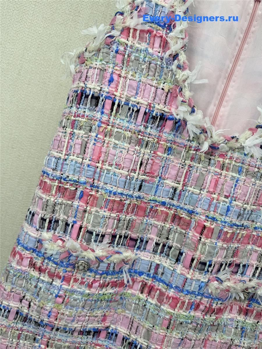 Ch**el pink tweed vest dress