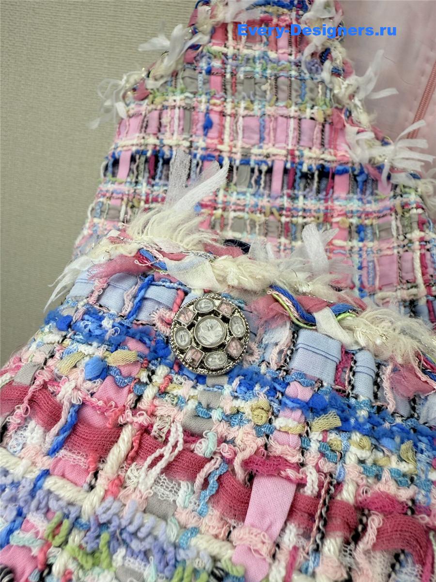 Ch**el pink tweed vest dress