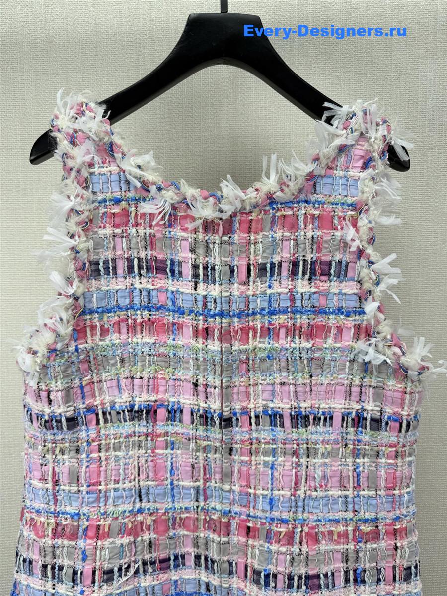Ch**el pink tweed vest dress