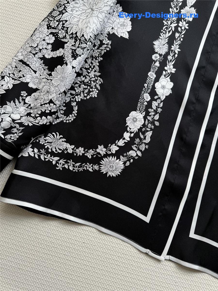 H**me5 black floral silk shirt