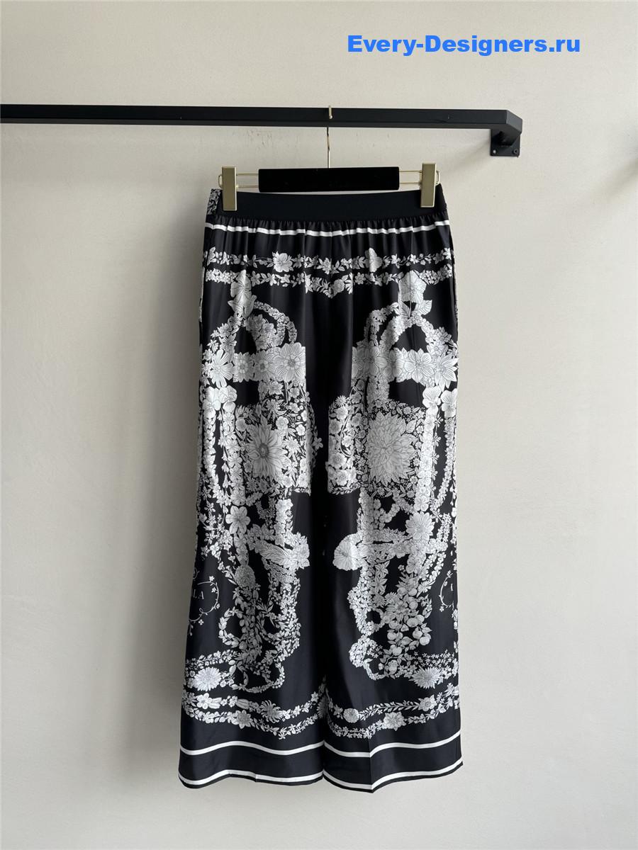 H**me5 black silk floral pants