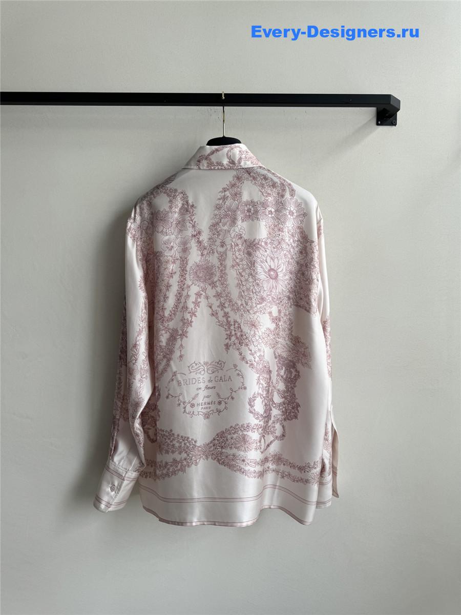 H**me5 pink floral silk shirt