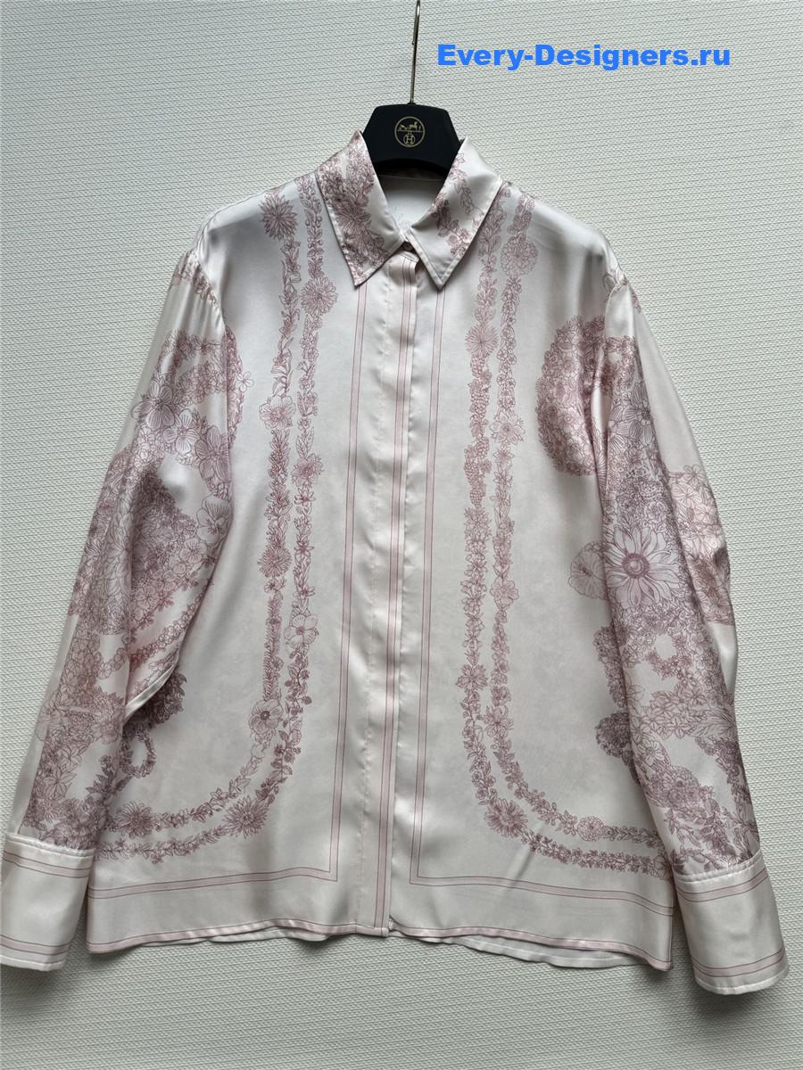 H**me5 pink floral silk shirt