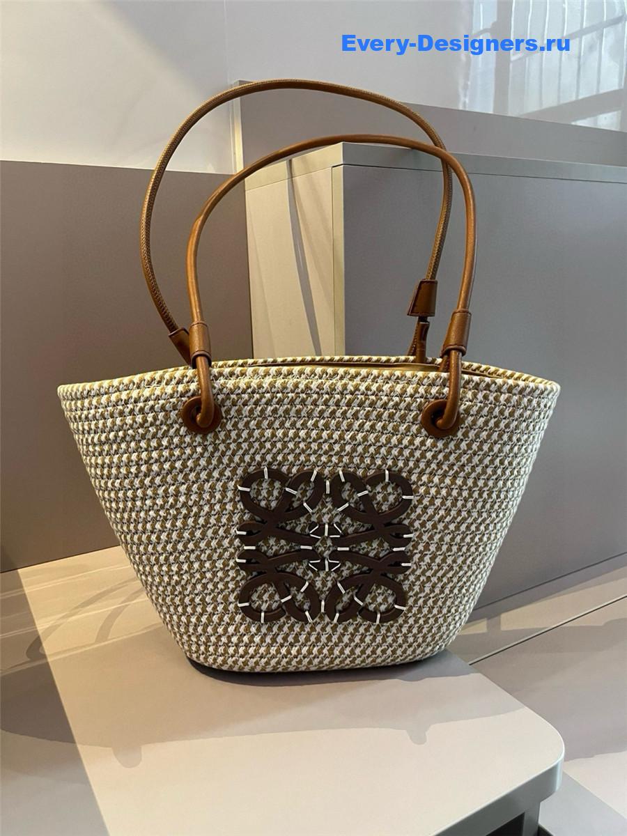 L0ew* beige woven shoulder bag