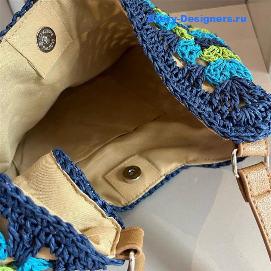 Miu Miu Dark Blue Straw Crochet Bag