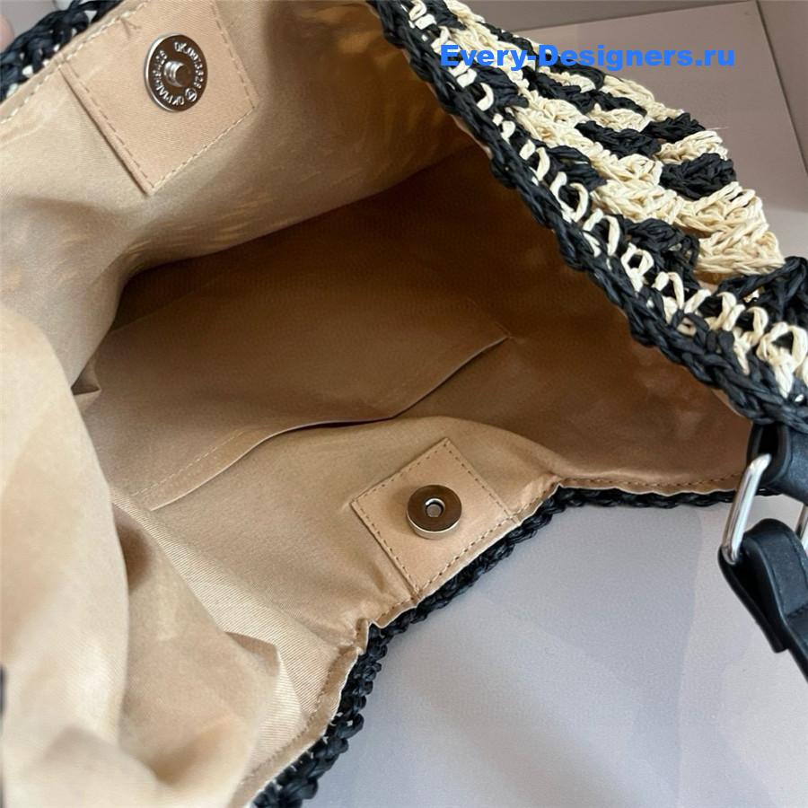 Miu Miu Black Brown Straw Crochet Bag