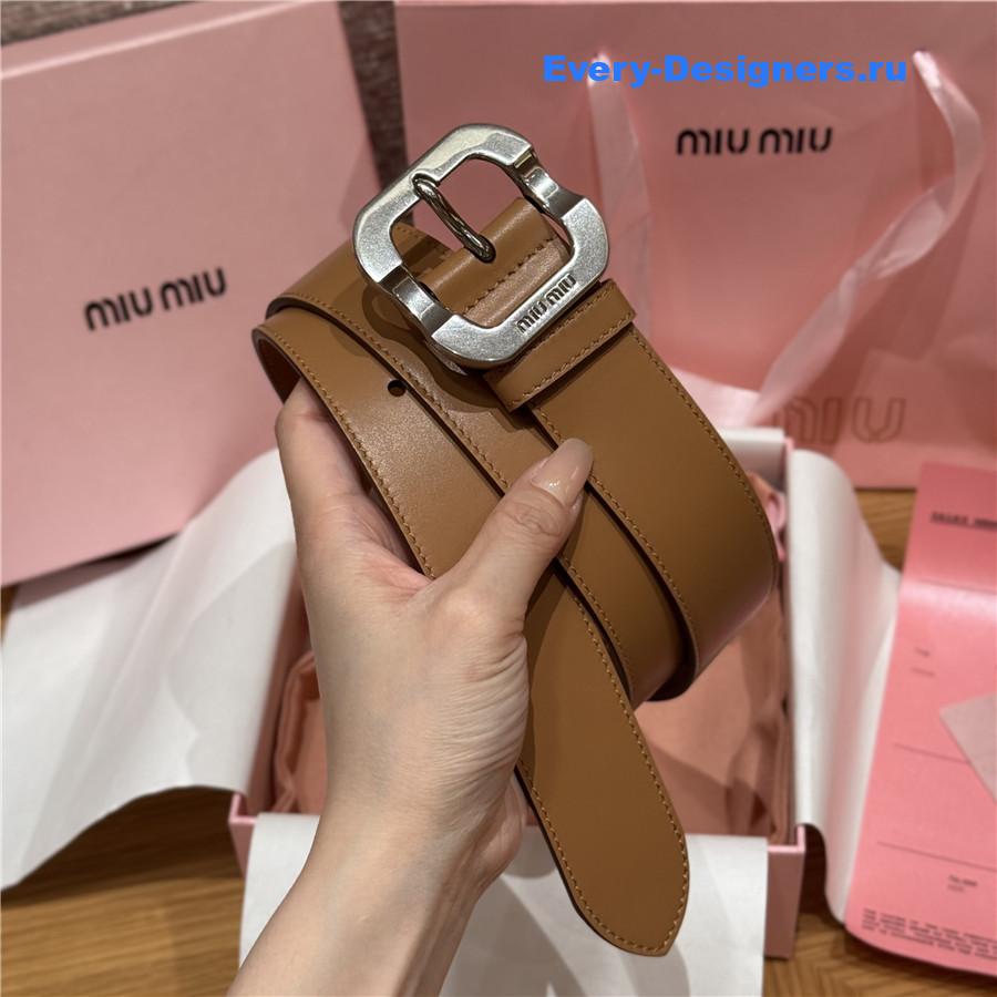 Miu Miu Silver Buckle Caramel Belt