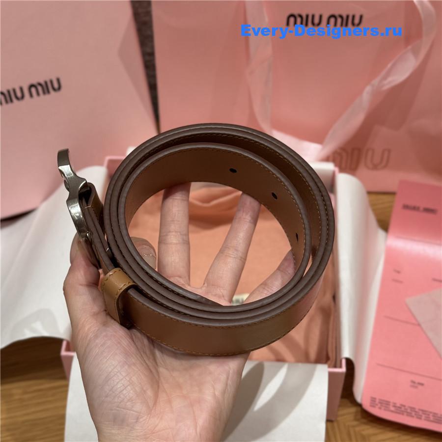 Miu Miu Silver Buckle Caramel Belt