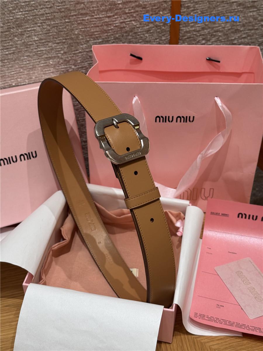 Miu Miu Silver Buckle Caramel Belt