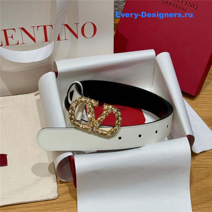 Va1e*ntin0 vlogo white leather belt