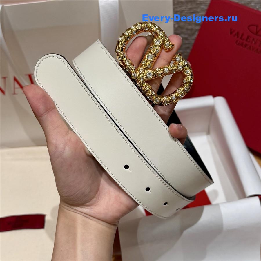 Va1e*ntin0 vlogo white leather belt