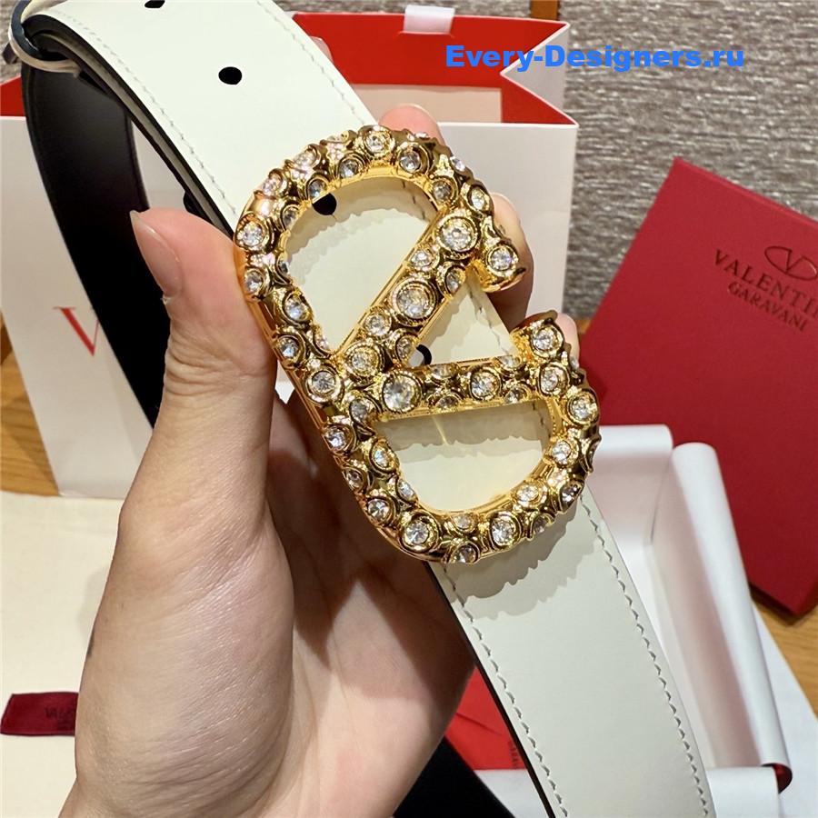 Va1e*ntin0 vlogo white leather belt