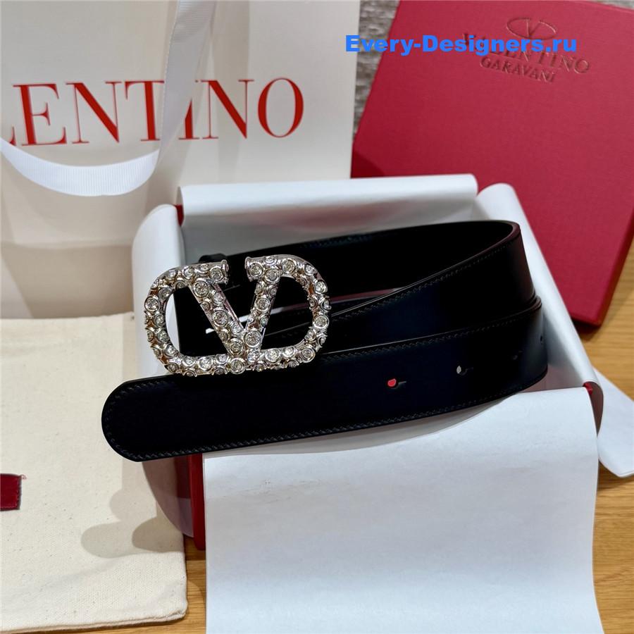 Va1e*ntin0 vlogo black leather belt