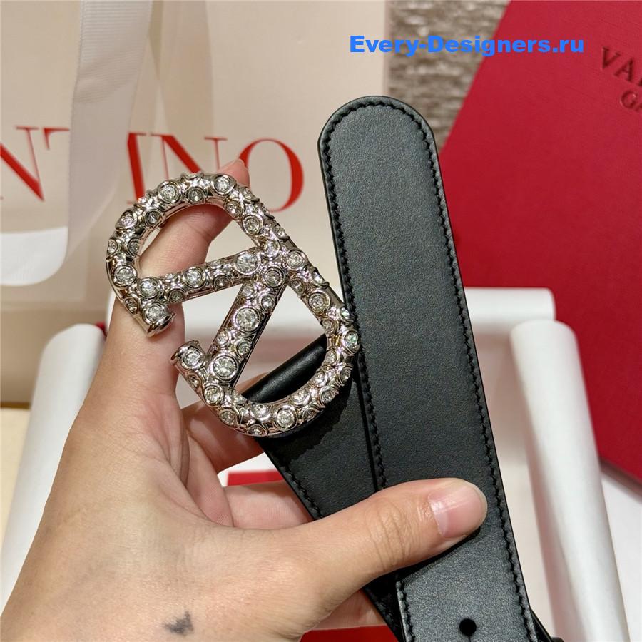 Va1e*ntin0 vlogo black leather belt