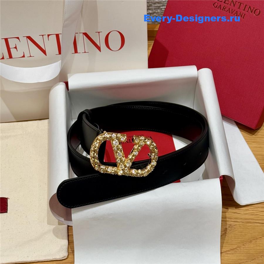 Va1e*ntin0 vlogo gold buckle black belt