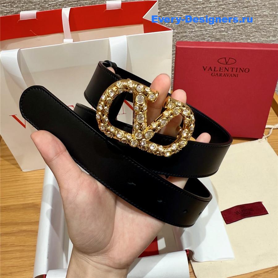 Va1e*ntin0 vlogo gold buckle black belt