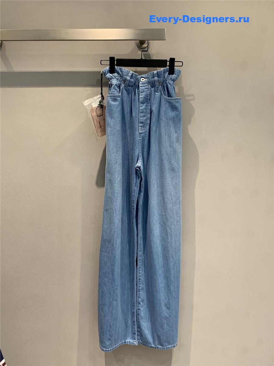 Miu Miu Light Blue High-Waist Wide-Leg Jeans