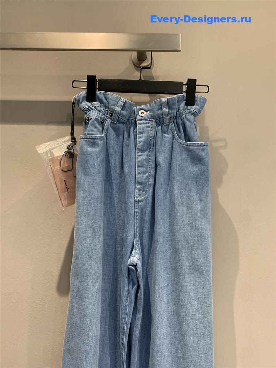 Miu Miu Light Blue High-Waist Wide-Leg Jeans