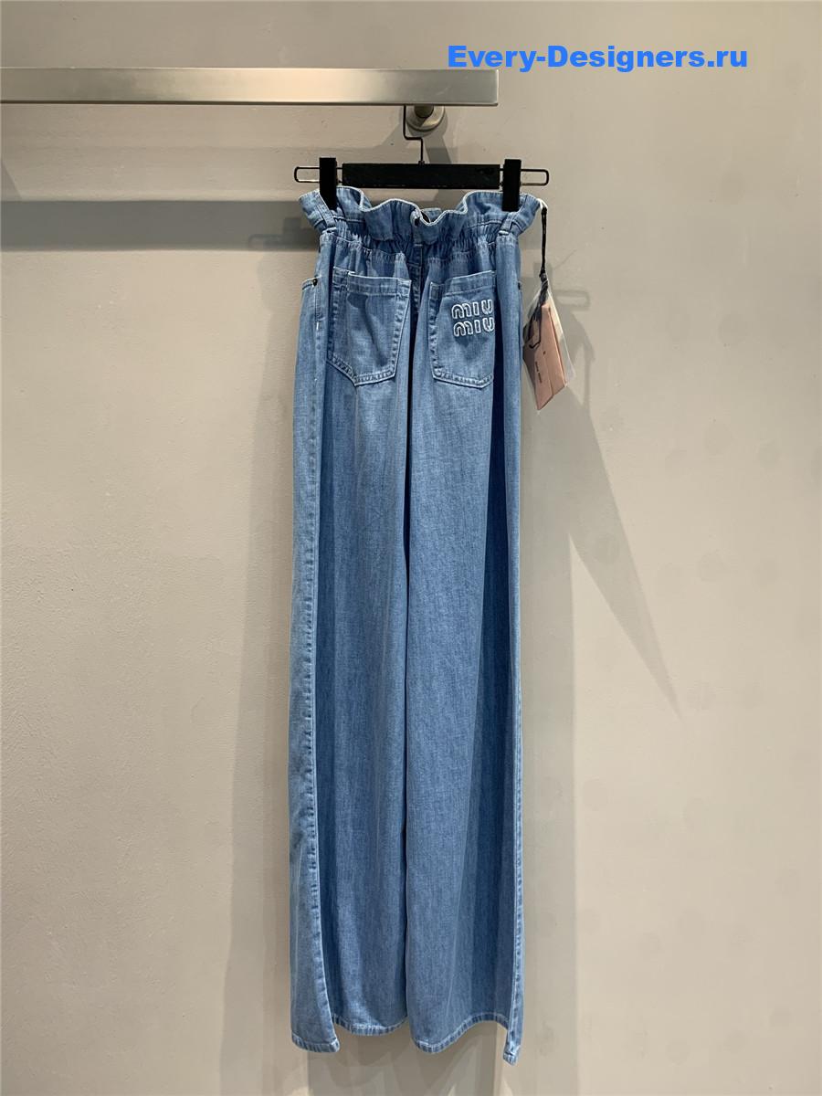 Miu Miu Light Blue High-Waist Wide-Leg Jeans