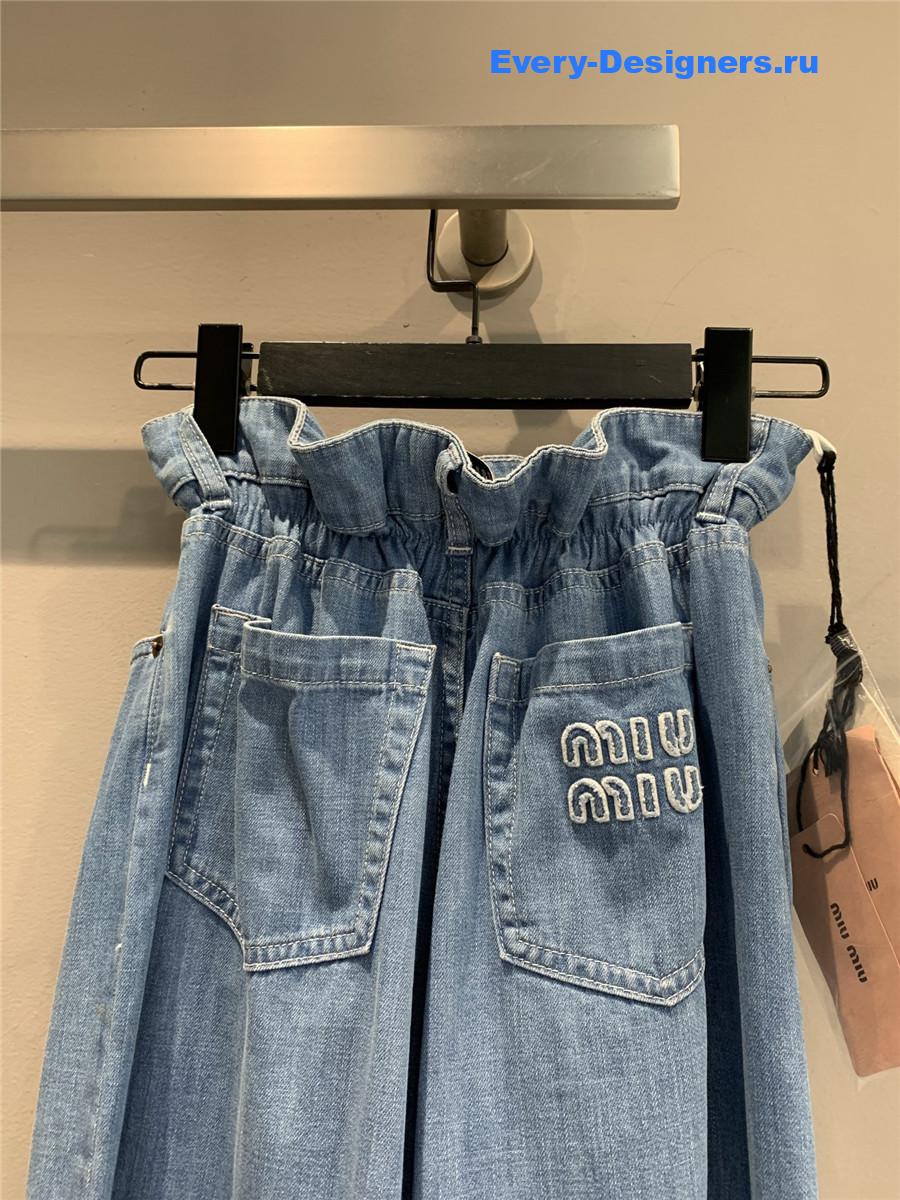 Miu Miu Light Blue High-Waist Wide-Leg Jeans