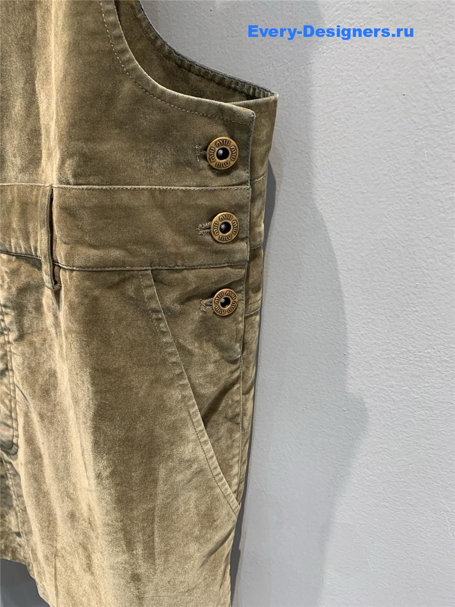 Miu Miu Tobacco Flocked Chambray Mini-Dress