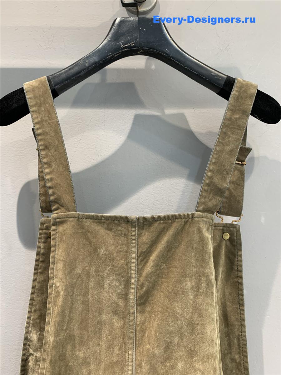 Miu Miu Tobacco Flocked Chambray Mini-Dress