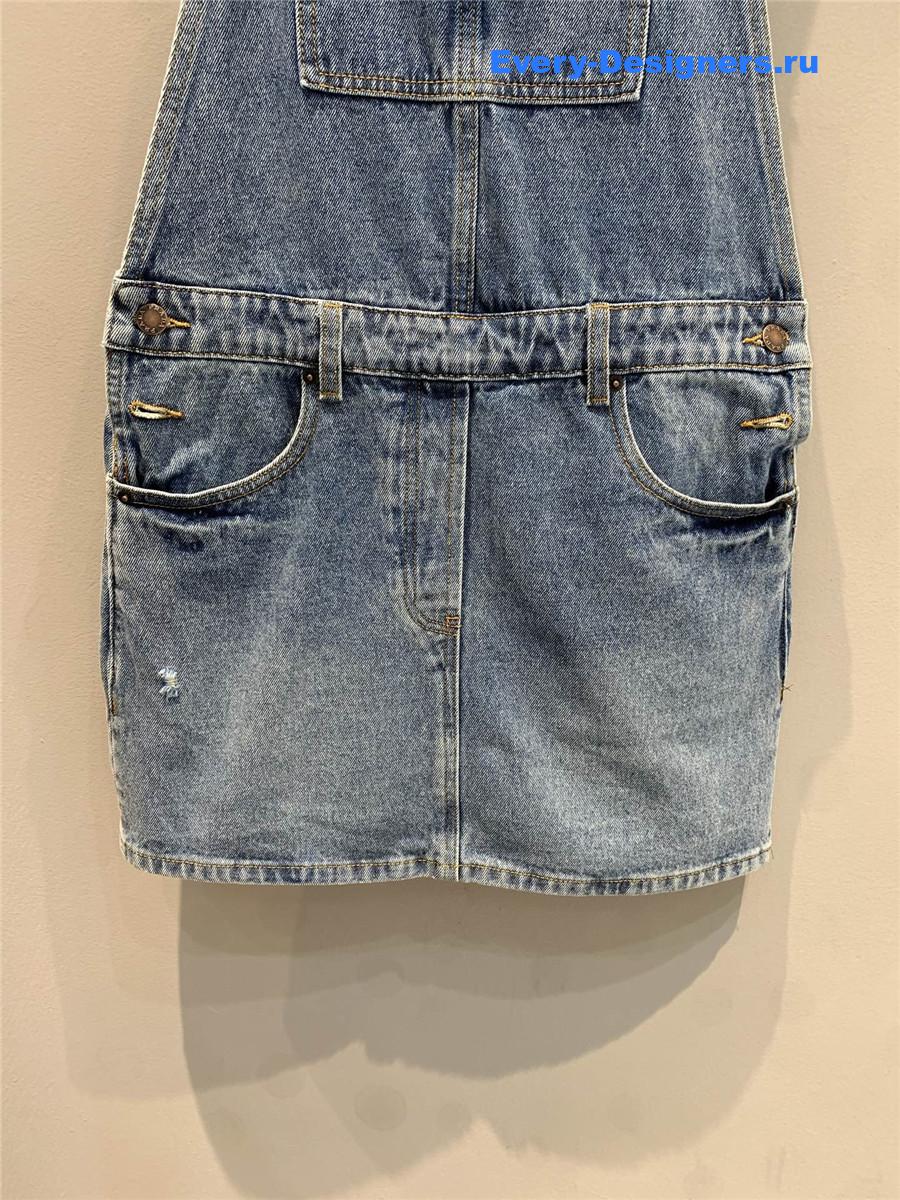 Pra*a light blue denim bib dress