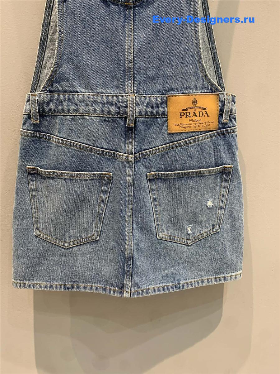 Pra*a light blue denim bib dress