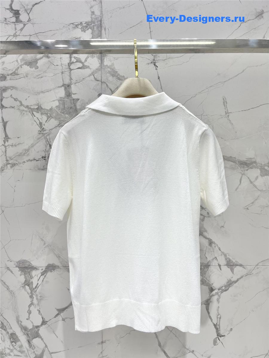 Miu Miu White Cotton Piqué Polo Shirt