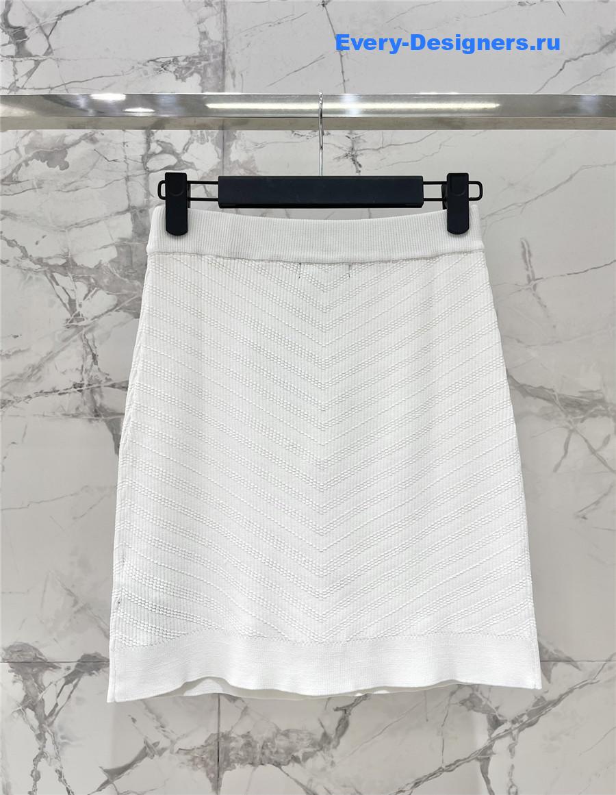 Balmain White Knitted Skirt