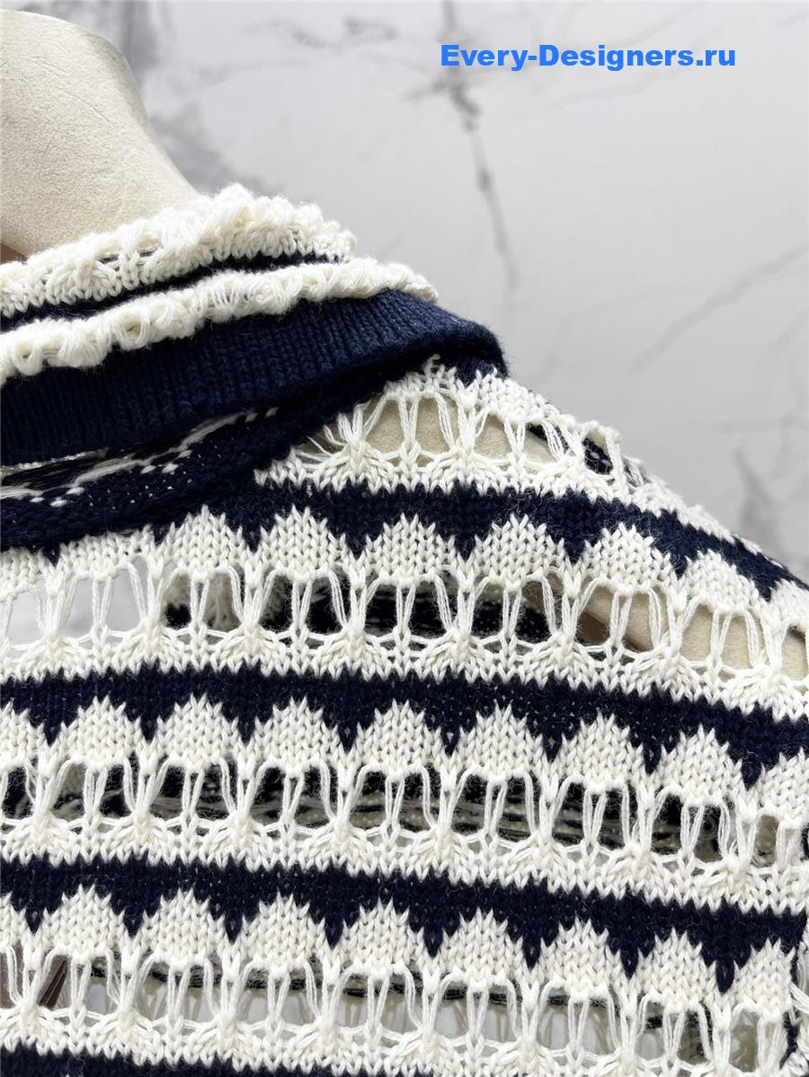 Miu Miu Striped Polo Knit Top