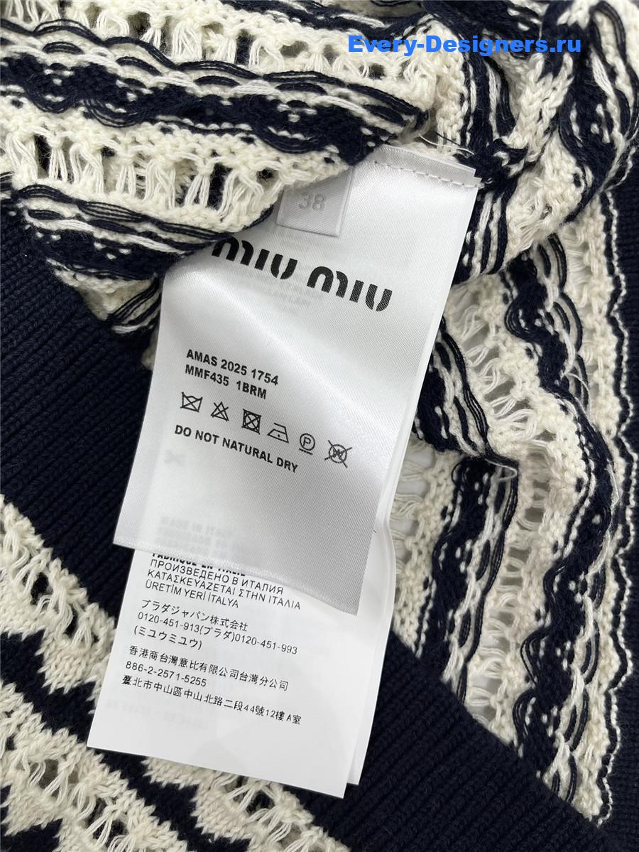 Miu Miu Striped Polo Knit Top