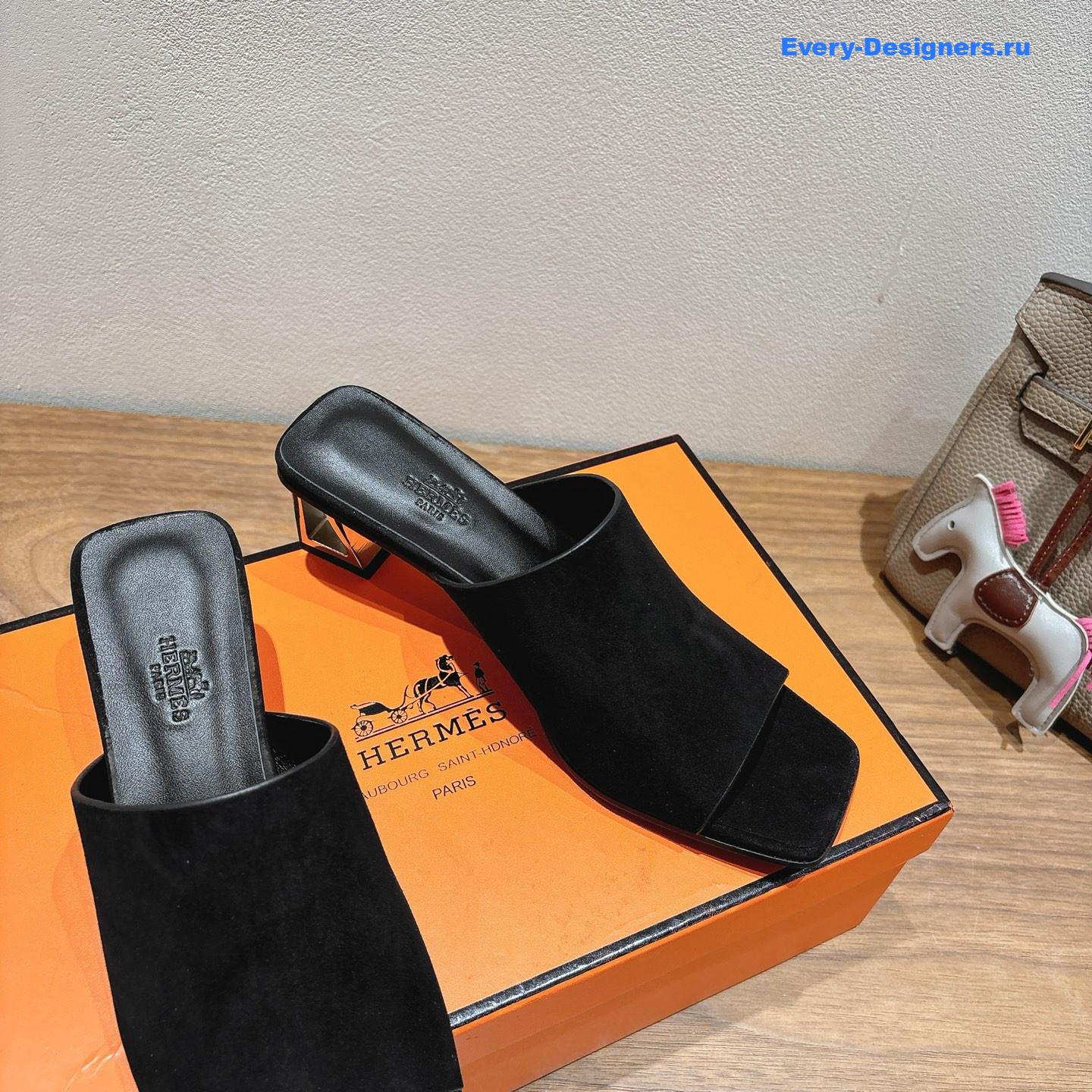 H**me5 black suede helia mules