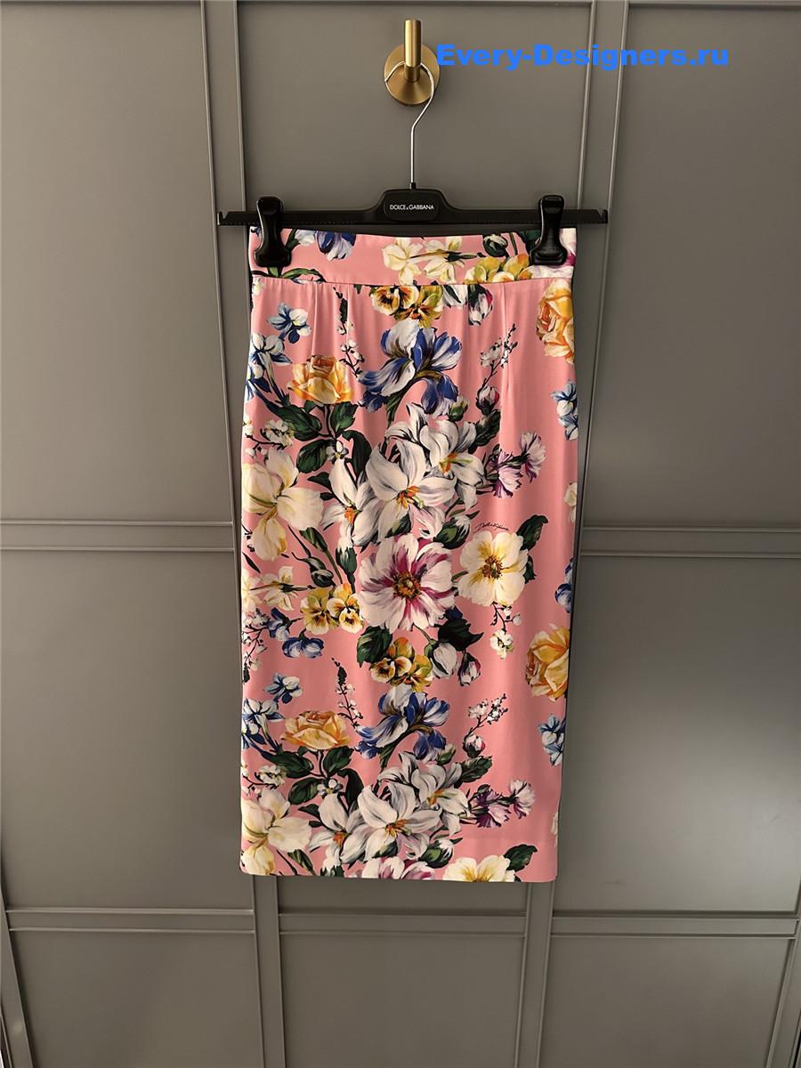 Dolce & Gabbana Floral-Print Charmeuse Skirt