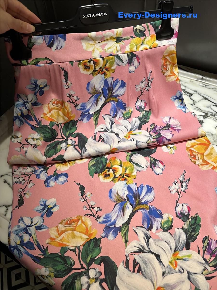 Dolce & Gabbana Floral-Print Charmeuse Skirt