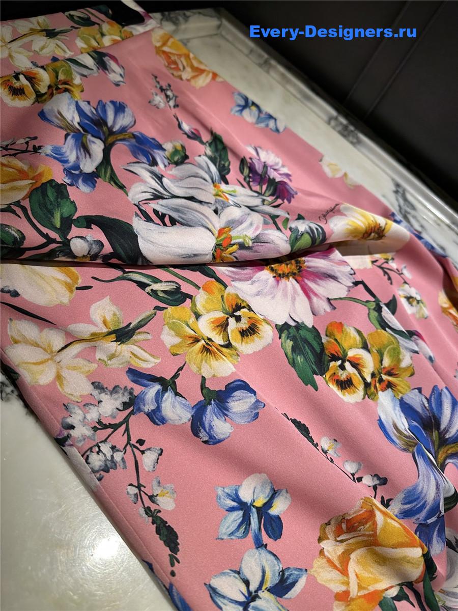 Dolce & Gabbana Floral-Print Charmeuse Skirt