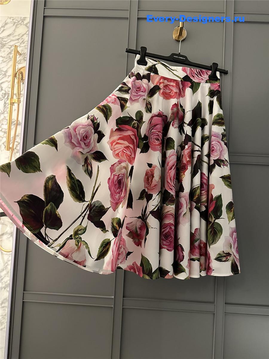 Dolce & Gabbana Rose-Print Skirt